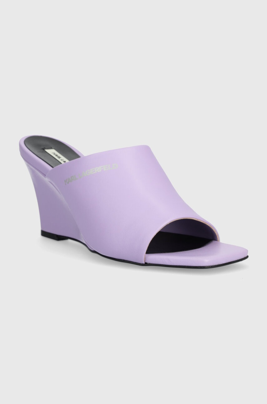 Δερμάτινα mules Karl Lagerfeld RIALTO γυναικείες, χρώμα: μοβ, KL34400 φωτογραφία
