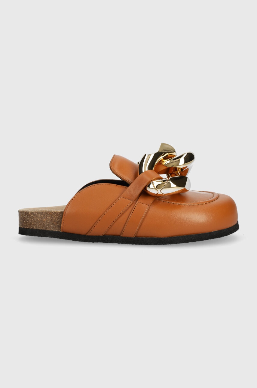 JW Anderson șlapi de piele Chain Loafer femei, culoarea maro, ANW35004E