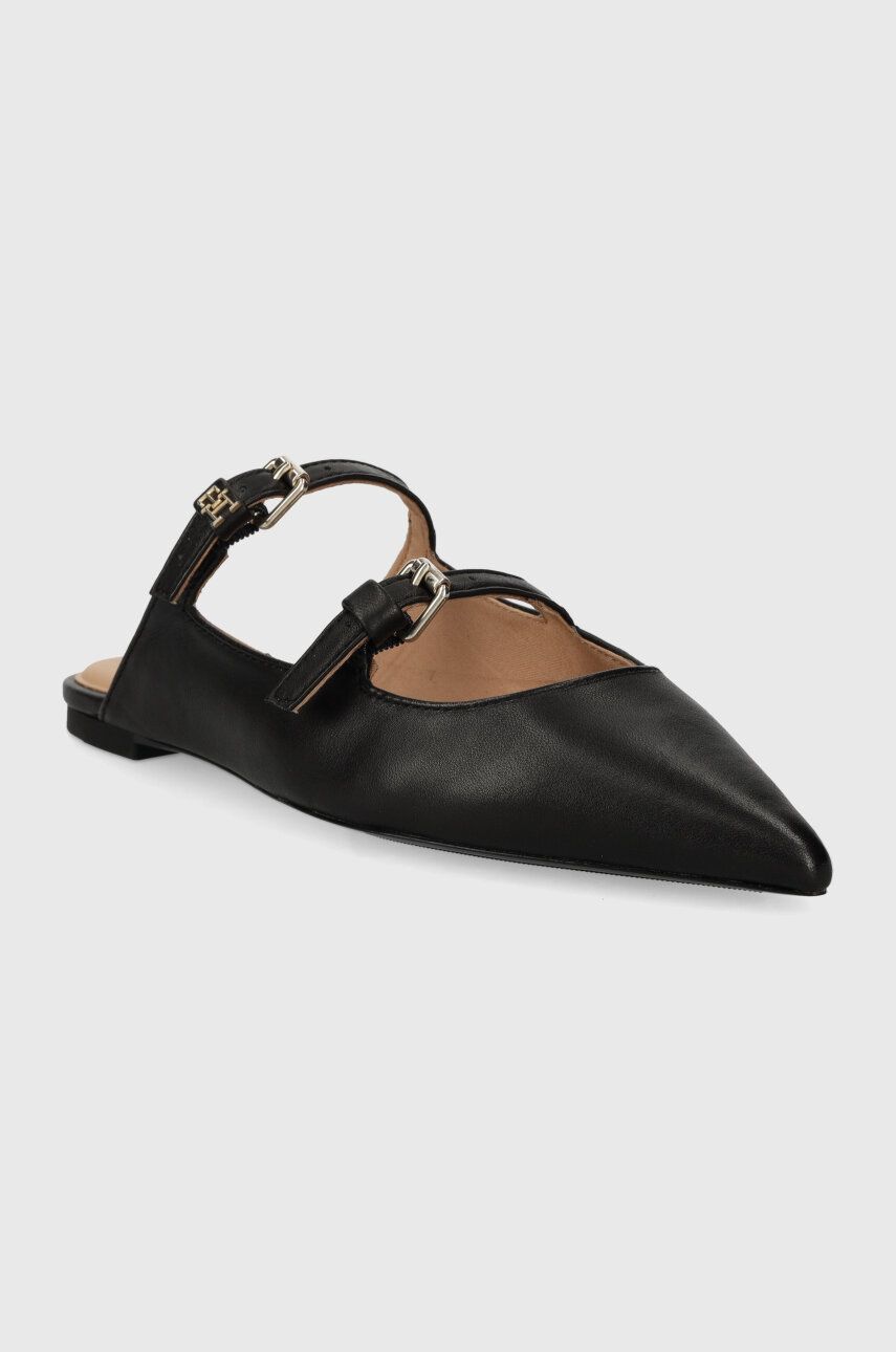 Kožne Natikače Tommy Hilfiger TH POINTY LEATHER MULE Za žene, Boja: Crna, FW0FW07722