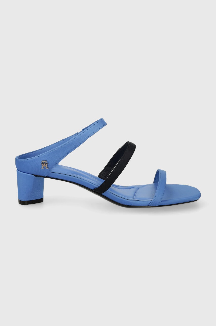 

Чехли Tommy Hilfiger TH STRAP SATIN MID HEEL в синьо с дебел ток FW0FW07899, Син