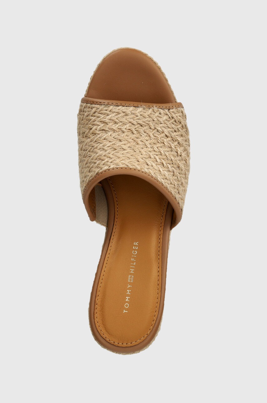 Παντόφλες Tommy Hilfiger TH ROPE WEDGE SANDAL χρώμα: μπεζ, FW0FW07927 φωτογραφία