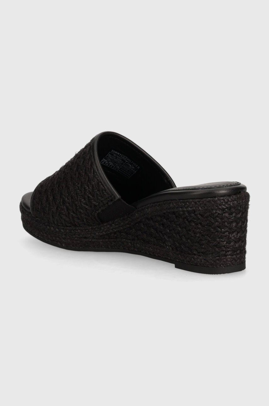 Шльопанці Tommy Hilfiger TH ROPE WEDGE SANDAL жіночі колір чорний на танкетці FW0FW07927 