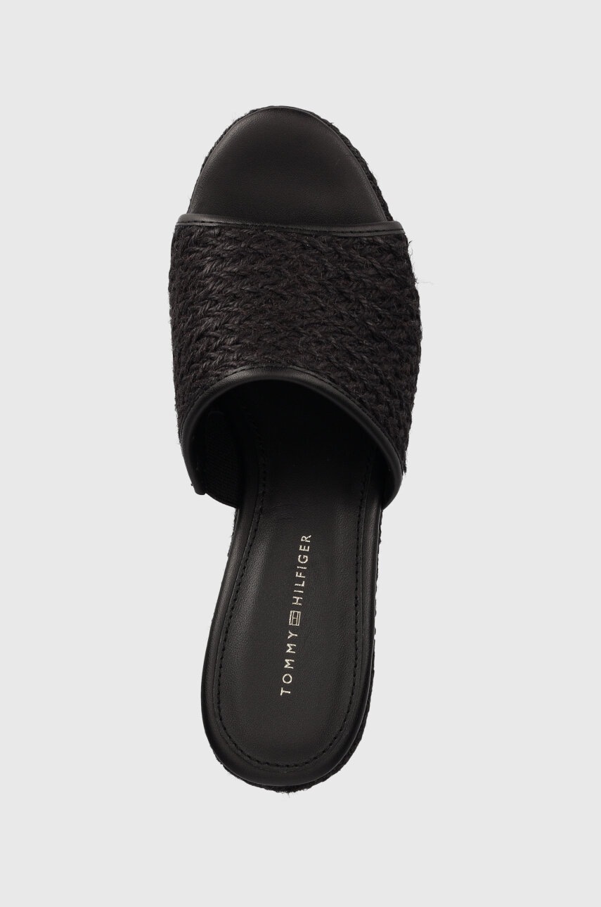 Шльопанці Tommy Hilfiger TH ROPE WEDGE SANDAL жіночі колір чорний на танкетці FW0FW07927 