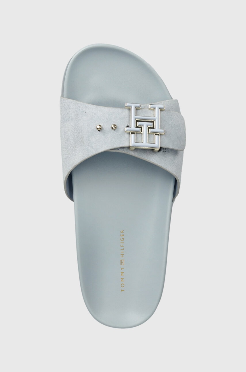 Замшеві шльопанці Tommy Hilfiger TH HARDWARE SUEDE FLAT SANDAL жіночі  FW0FW07935 