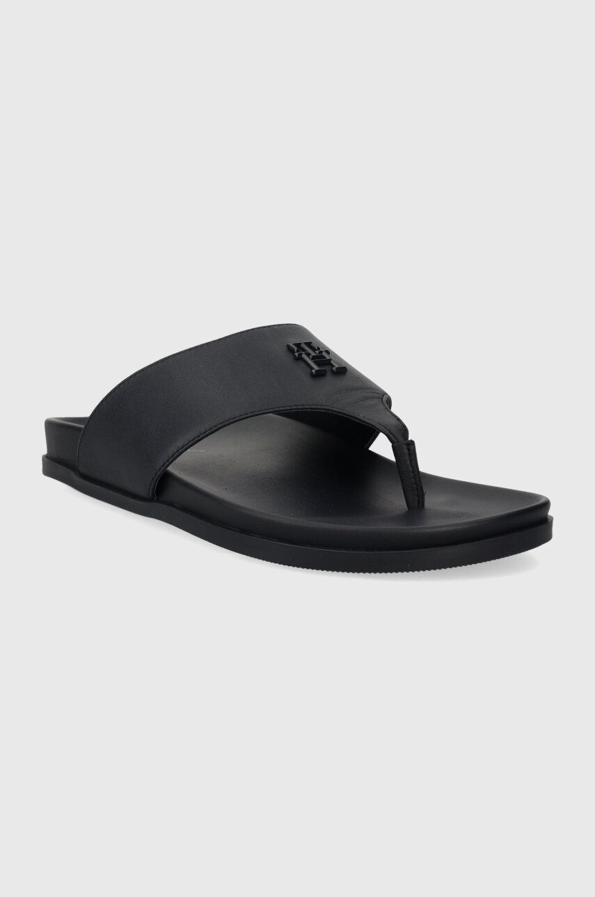 Kožne Japanke Tommy Hilfiger THONG COMFORT SANDAL Za žene, Boja: Tamno Plava, Ravni Potplat, FW0FW08042