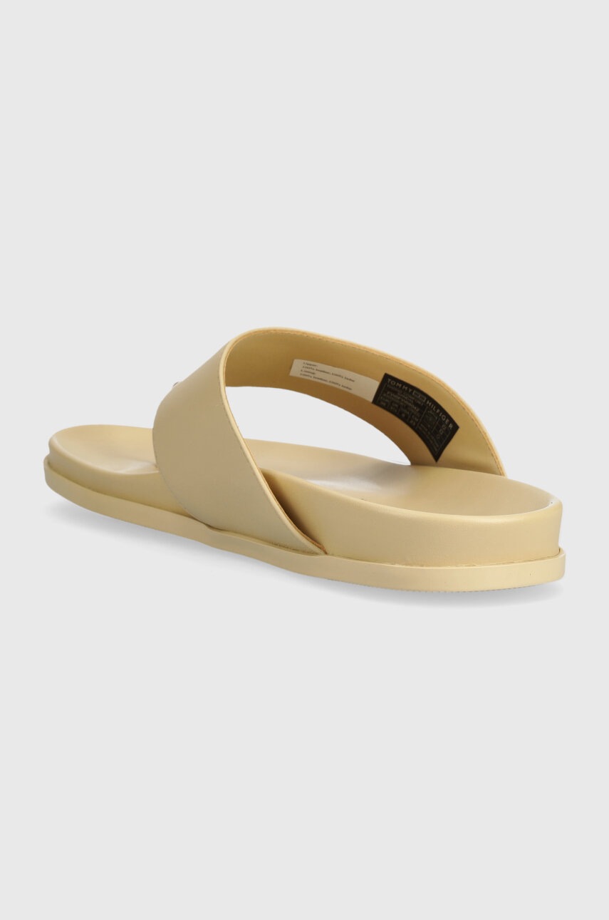 Δερμάτινες σαγιονάρες Tommy Hilfiger THONG COMFORT SANDAL γυναικείες, χρώμα: μπεζ, FW0FW08042 φωτογραφία