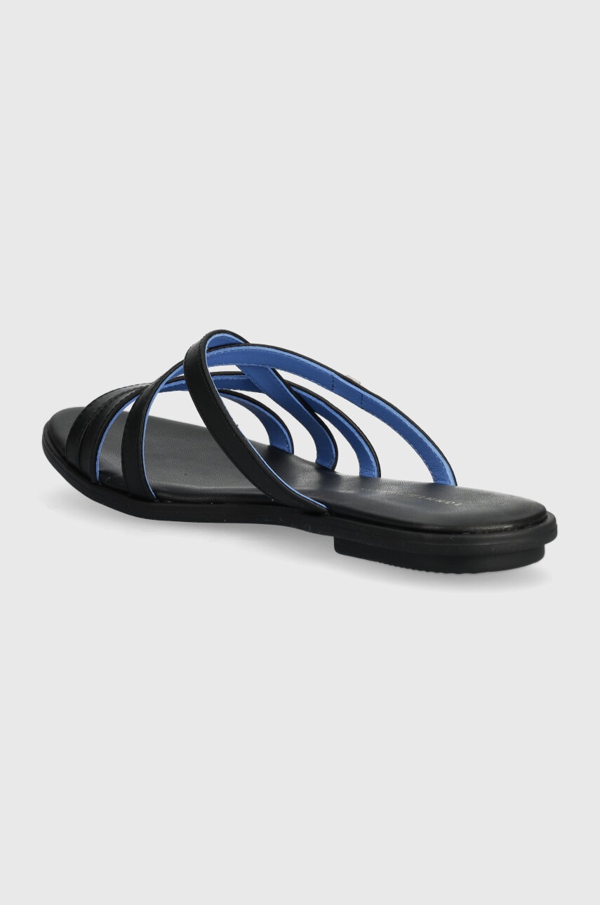 Δερμάτινες παντόφλες Tommy Hilfiger TH STRAP FLAT SANDAL γυναικείες, χρώμα: μαύρο, FW0FW08067 φωτογραφία