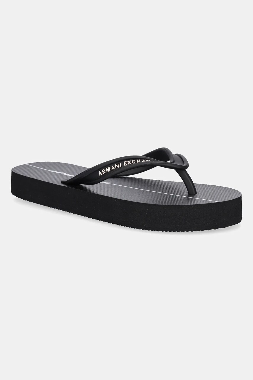 Levně Žabky Armani Exchange dámské, černá barva, na plochém podpatku, XDQ010 XV700 N642