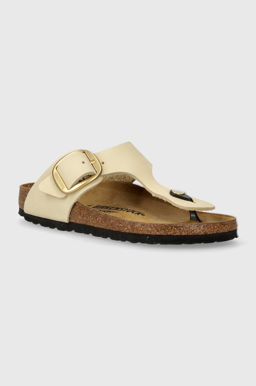 Birkenstock șlapi din nubuc Gizeh culoarea bej, cu toc plat, 1026605