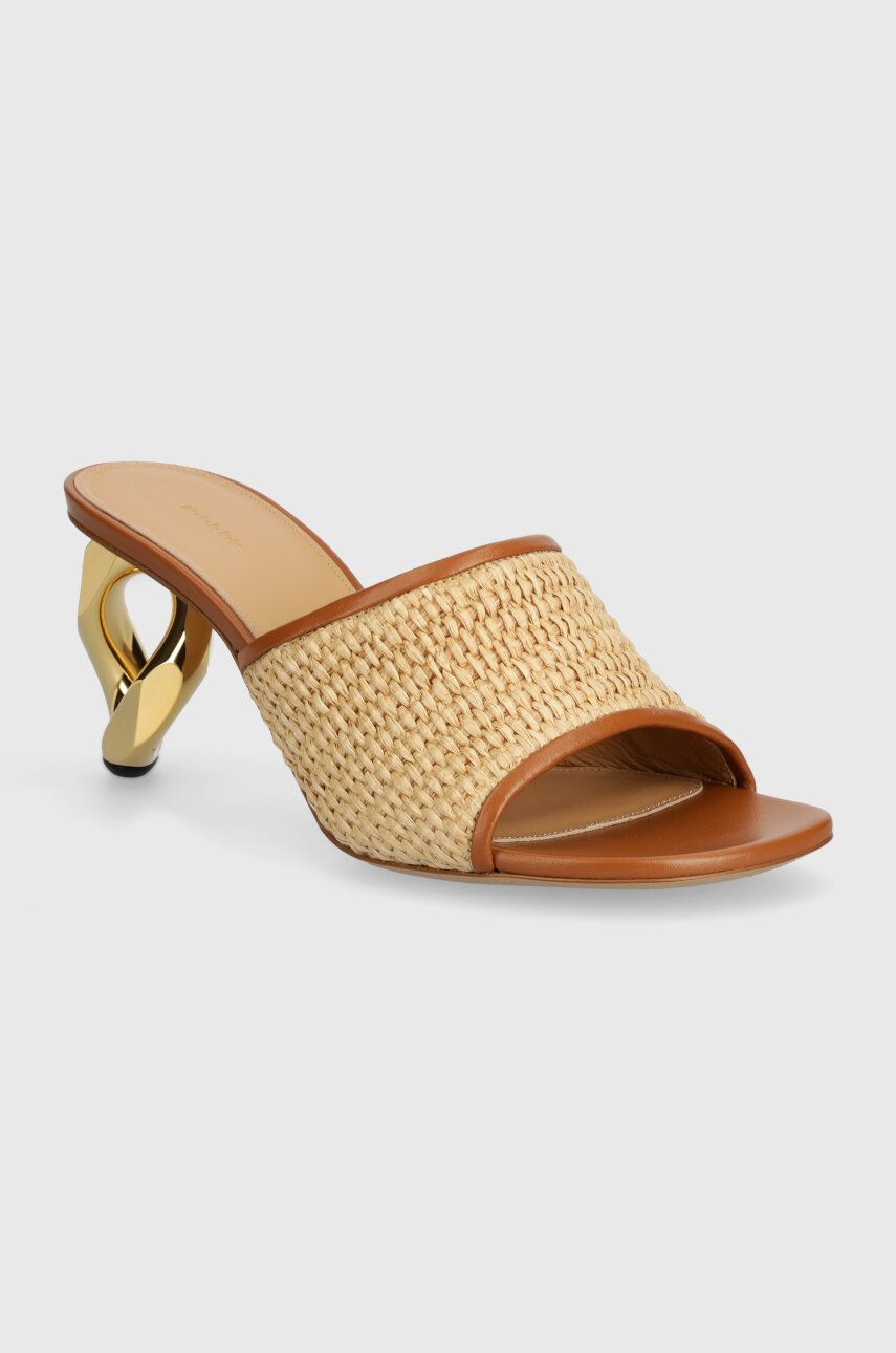 JW Anderson papuci Raffia Sandal femei, culoarea bej, cu toc drept, ANW42230A