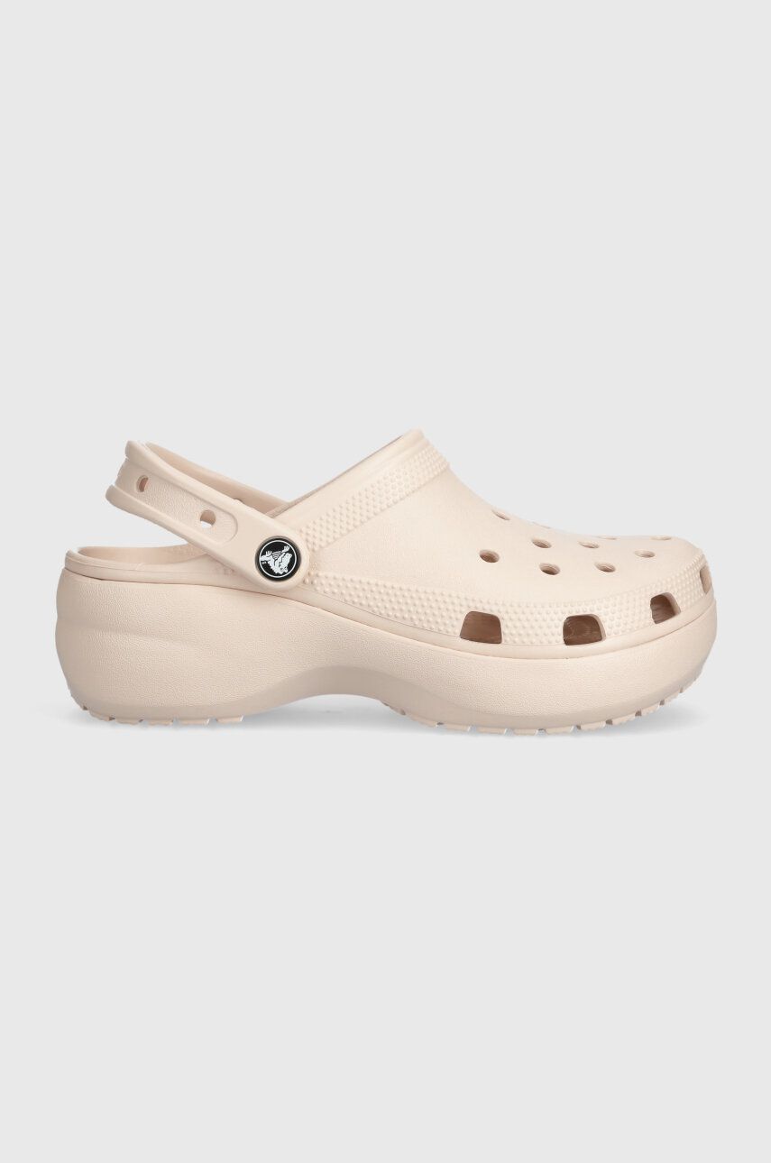 Crocs papuci Classic Platform Clog femei, culoarea roz, cu platformă 206750