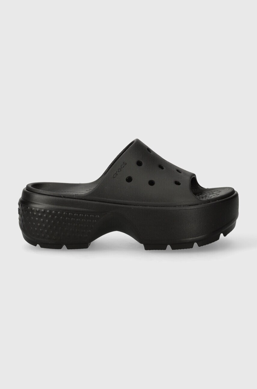 Шльопанці Crocs Stomp Slide жіночі колір чорний на платформі 209346