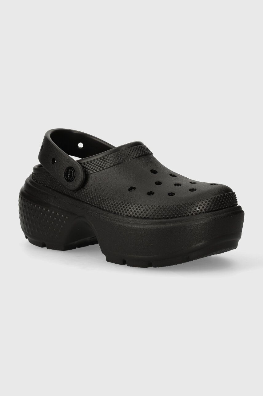 Crocs papuci Stomp Slide femei, culoarea negru, cu platforma, 209347.001