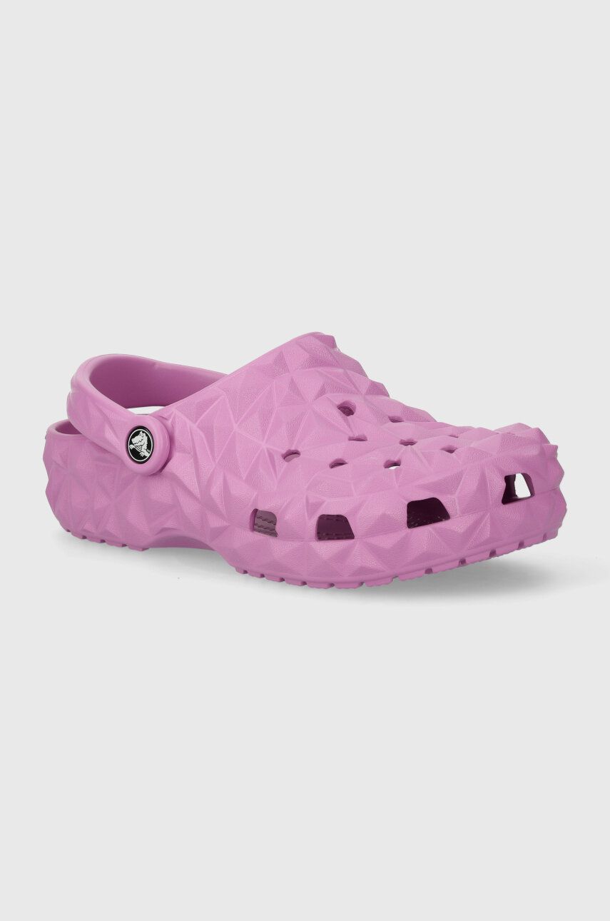Crocs papuci Classic Geometric Clog femei, culoarea violet, 209563