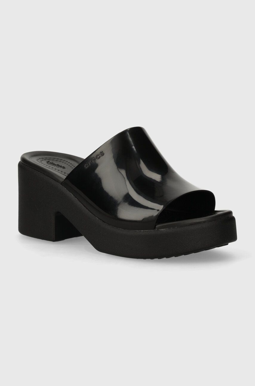 Crocs papucs Brooklyn High Shine Heel Slide fekete, női, platformos, 209709