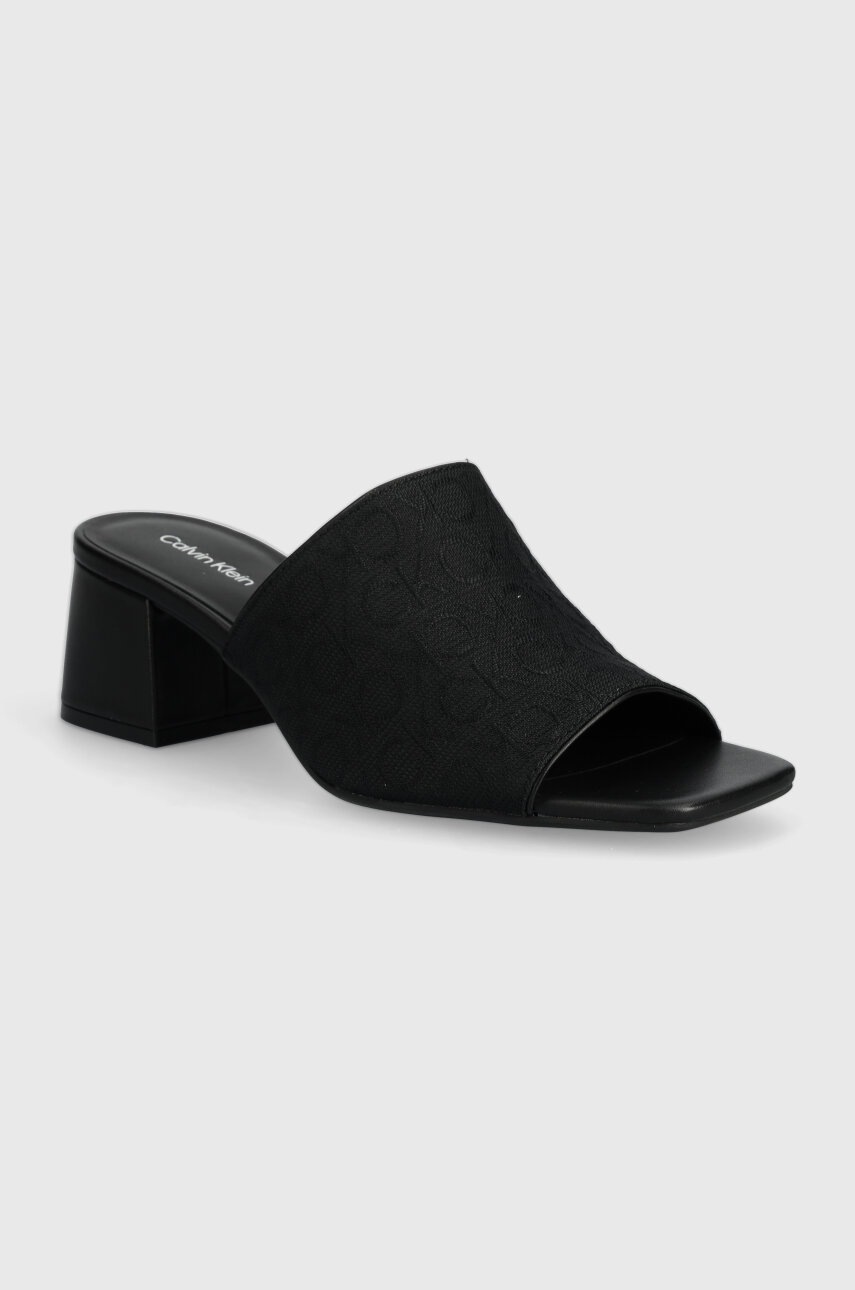 

Чехли Calvin Klein HEEL MULE 45 MONOCQ в черно с дебел ток HW0HW01936, Черен