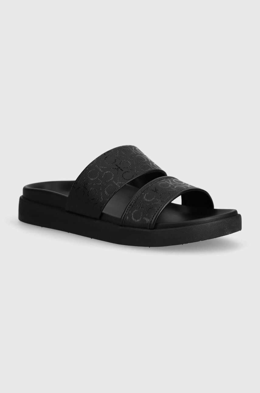 Levně Pantofle Calvin Klein FLAT SLIDE EPI MONO dámské, černá barva, HW0HW01957