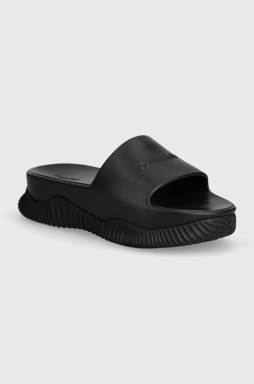 

Чехли Calvin Klein FLATFORM SLIDE EVA в черно с платформа HW0HW01973, Черен