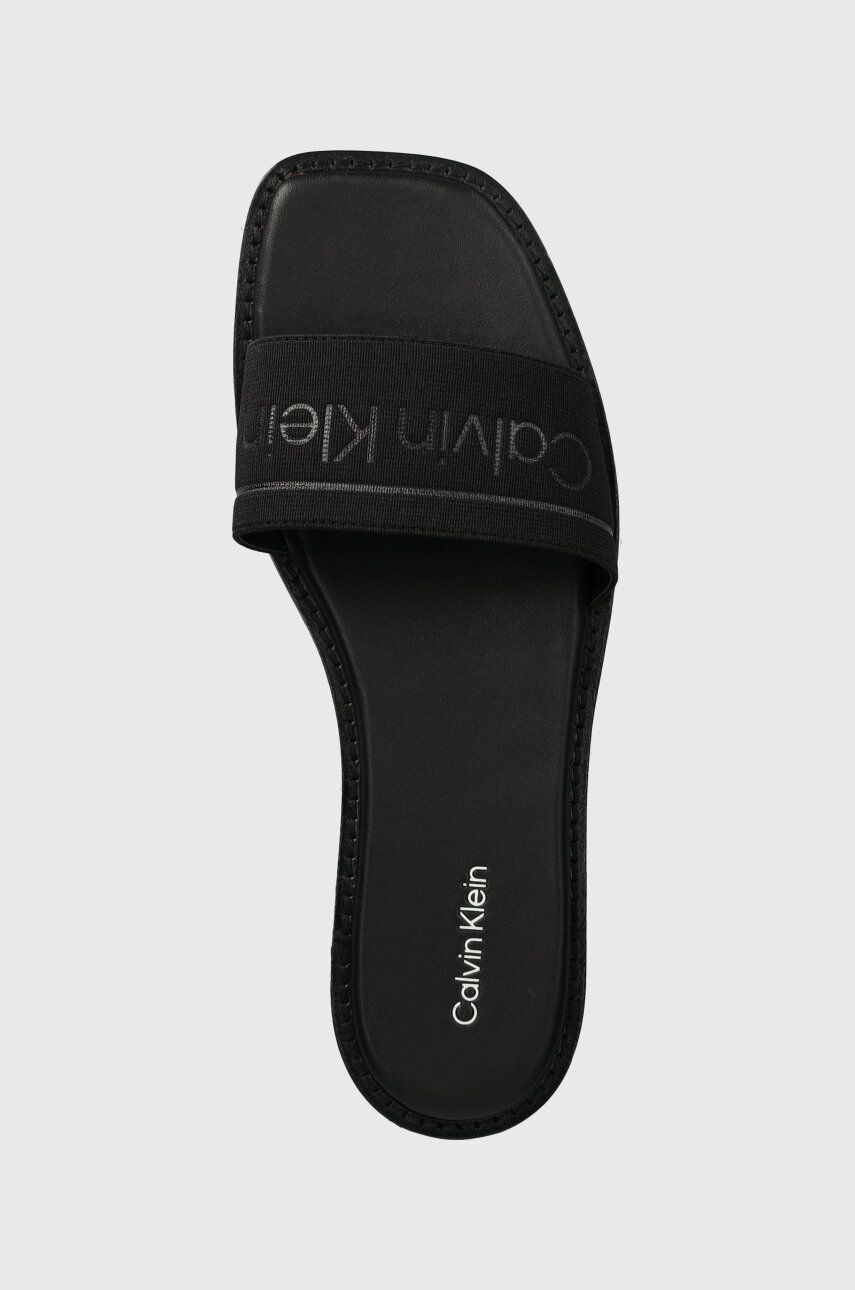 Natikači Calvin Klein FLAT SLIDE HE ženski, črna Barva, HW0HW01989