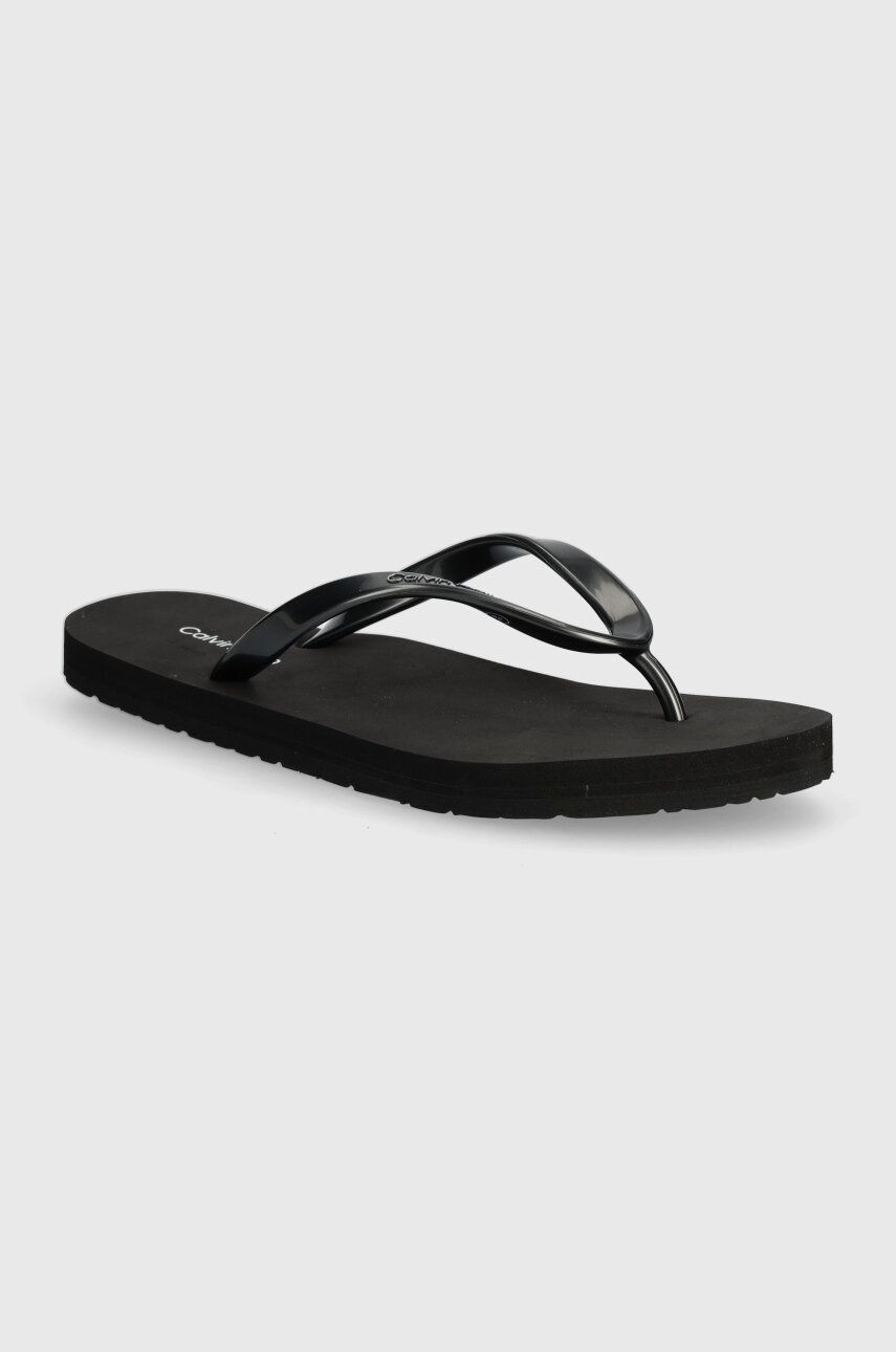 

Джапанки Calvin Klein FLIP FLOP DEBOSS LOGO MET в черно с равна подметка HW0HW02043, Черен