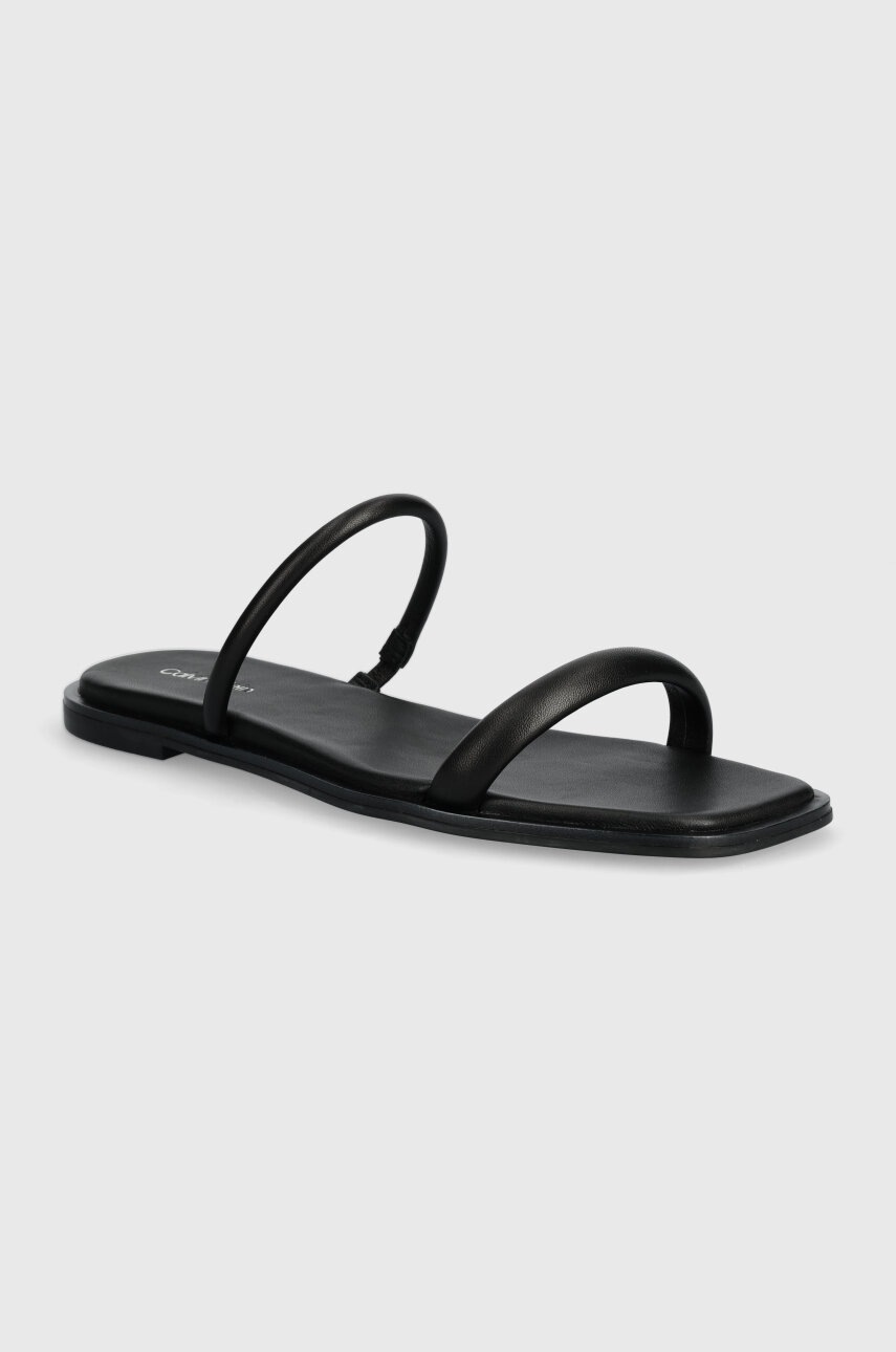 

Кожени чехли Calvin Klein FLAT SLIDE LTH в черно HW0HW02127, Черен