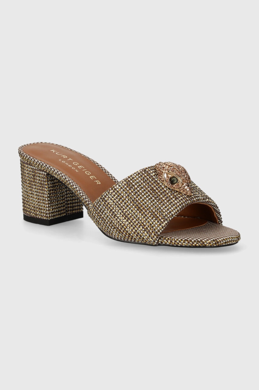 Kurt Geiger London papucs Kensington Block Mule sárga, női, magassarkú, 9787540609, 8496140609