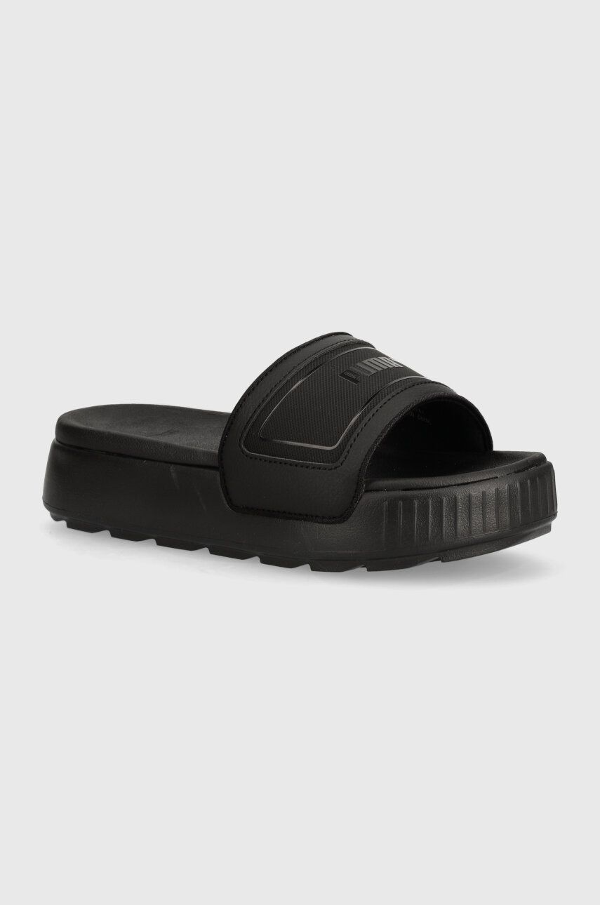 Puma papuci Karmen Slide femei, culoarea negru, cu platforma, 389073