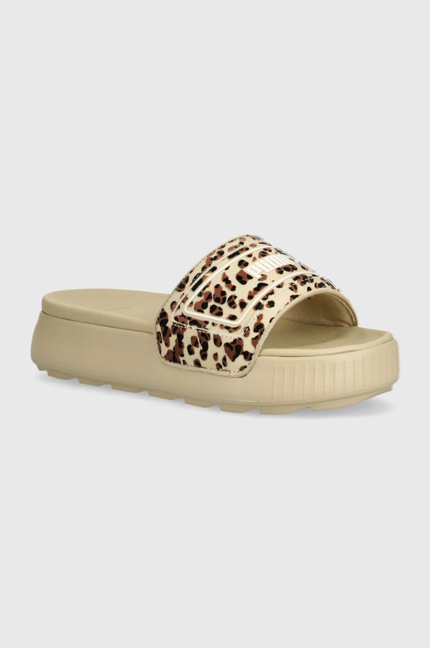 Puma papuci Karmen Slide femei, culoarea bej, cu platforma, 395401