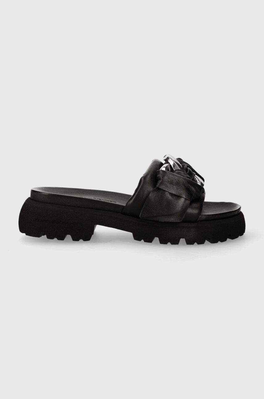 Levně Kožené pantofle Kennel & Schmenger Skill M dámské, černá barva, na platformě, 31-47350