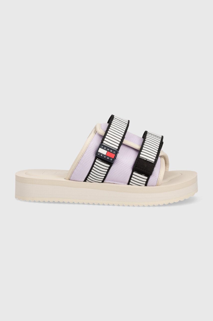 Natikači Tommy Jeans TJW CITY HIKE SANDAL ženski, Bež Barva, EN0EN02544