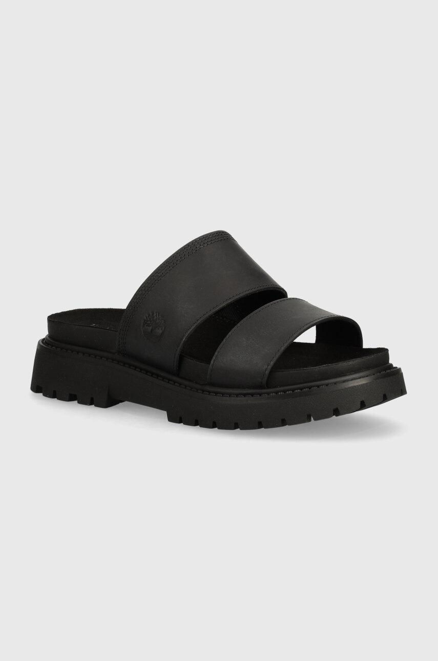 

Кожени чехли Timberland Clairemont Way в черно с платформа TB0A63NGW021, Черен