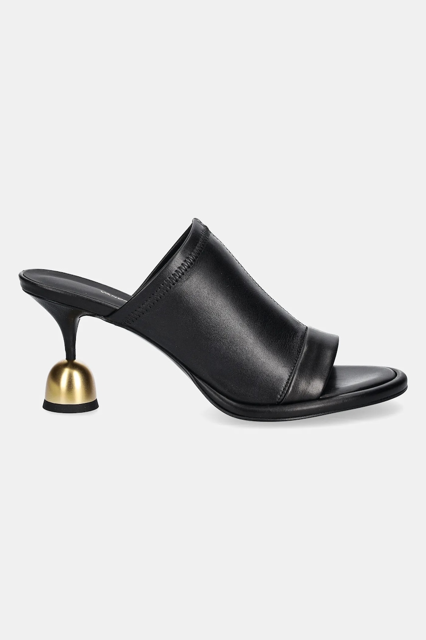Vanda Novak slapi de piele Gaia femei, culoarea negru, cu toc drept