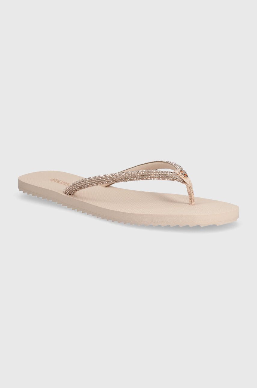 MICHAEL Michael Kors slapi Jinx Flip Flop femei, culoarea roz, cu toc plat, 40S4JIFA1S