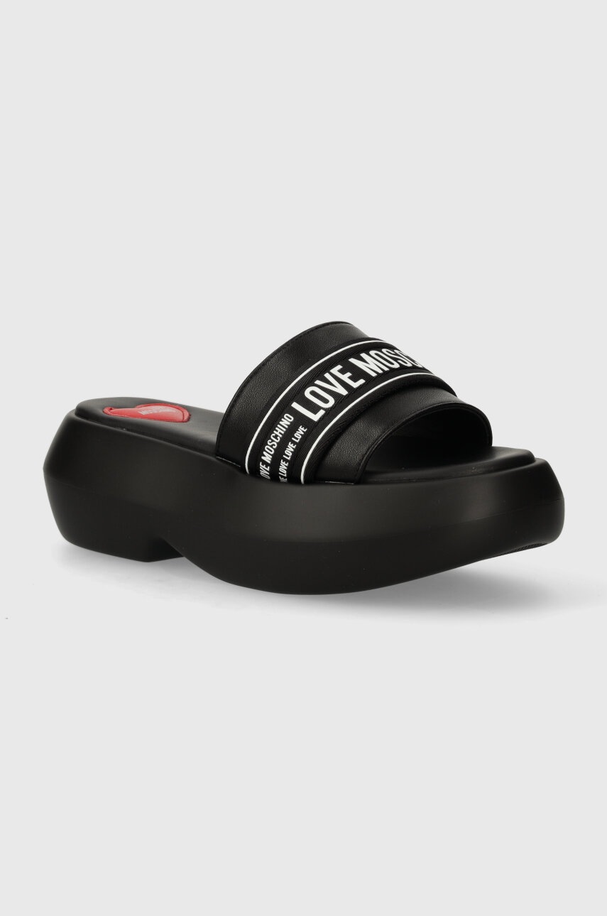 Love Moschino papuci femei, culoarea negru, cu platforma, JA28107I0IIX700A