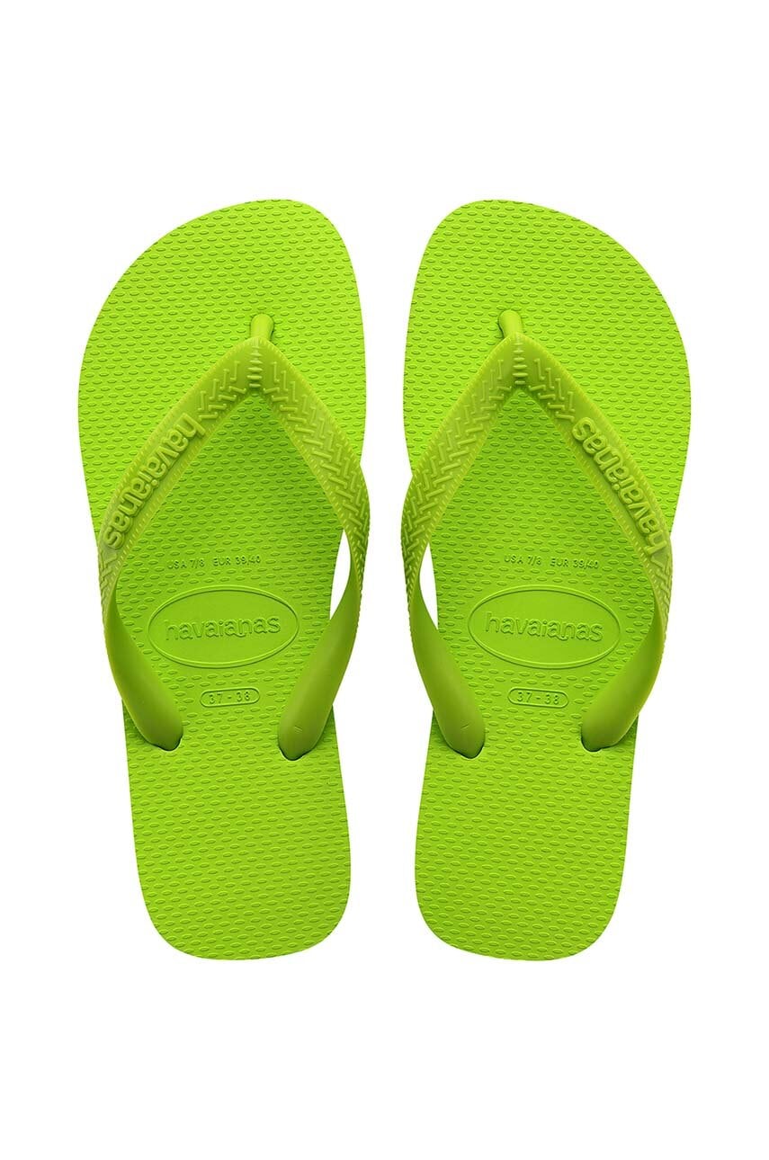 Havaianas slapi TOP femei, culoarea verde, cu toc plat, 4000029.1411