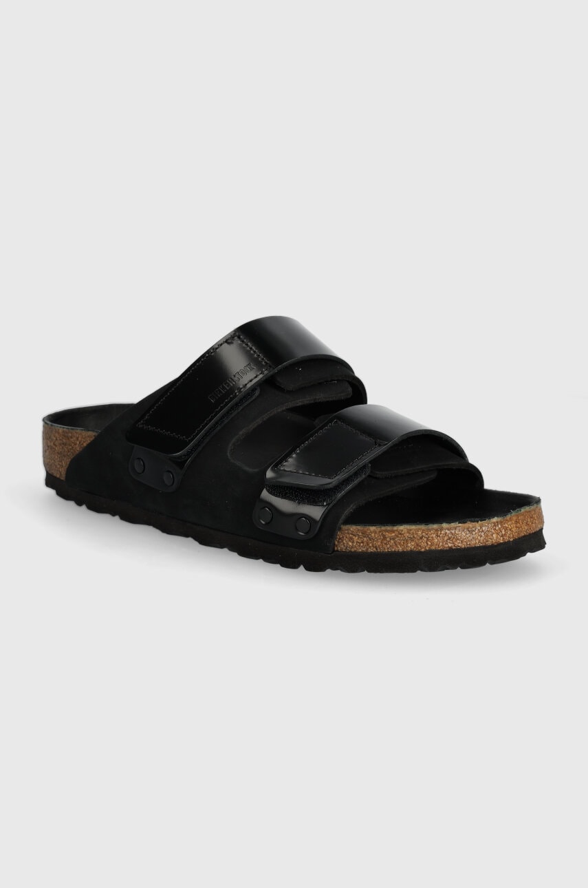Birkenstock slapi de piele Uji femei, culoarea negru, 1026570