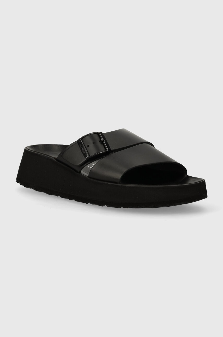 Birkenstock papuci de piele BIRKENSTOCK X PAPILLIO Almina femei, culoarea negru, cu platforma, 1026872