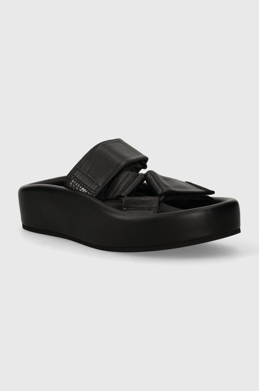 Kožené pantofle MM6 Maison Margiela dámské, černá barva, S59WP0206