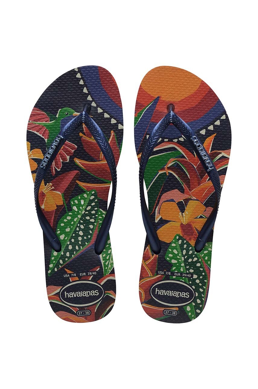 

Джапанки Havaianas SLIM TROPICAL в тъмносиньо с равна подметка 4122111.4368, Тъмносин