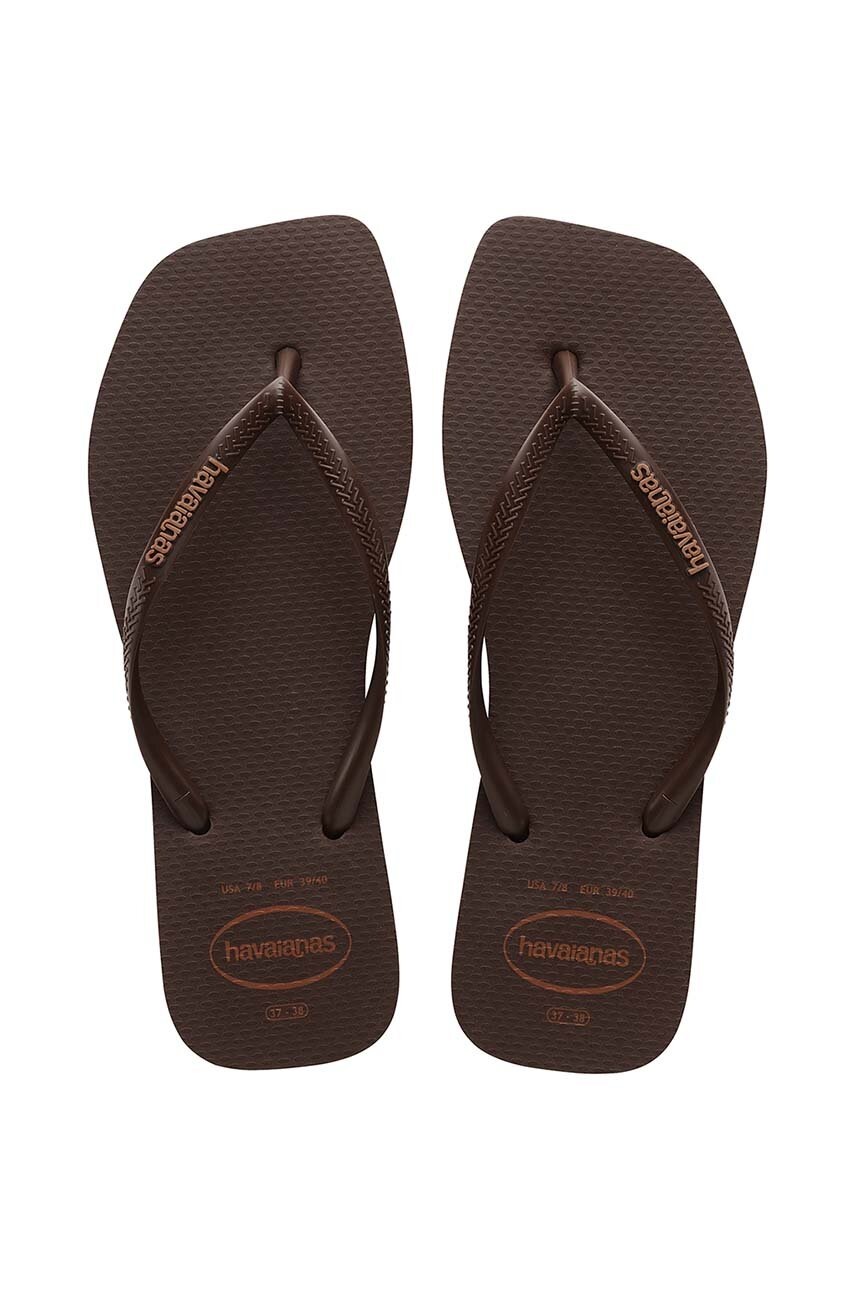 Havaianas slapi SQUARE LOGO POP UP femei, culoarea maro, cu toc plat, 4148959.0727