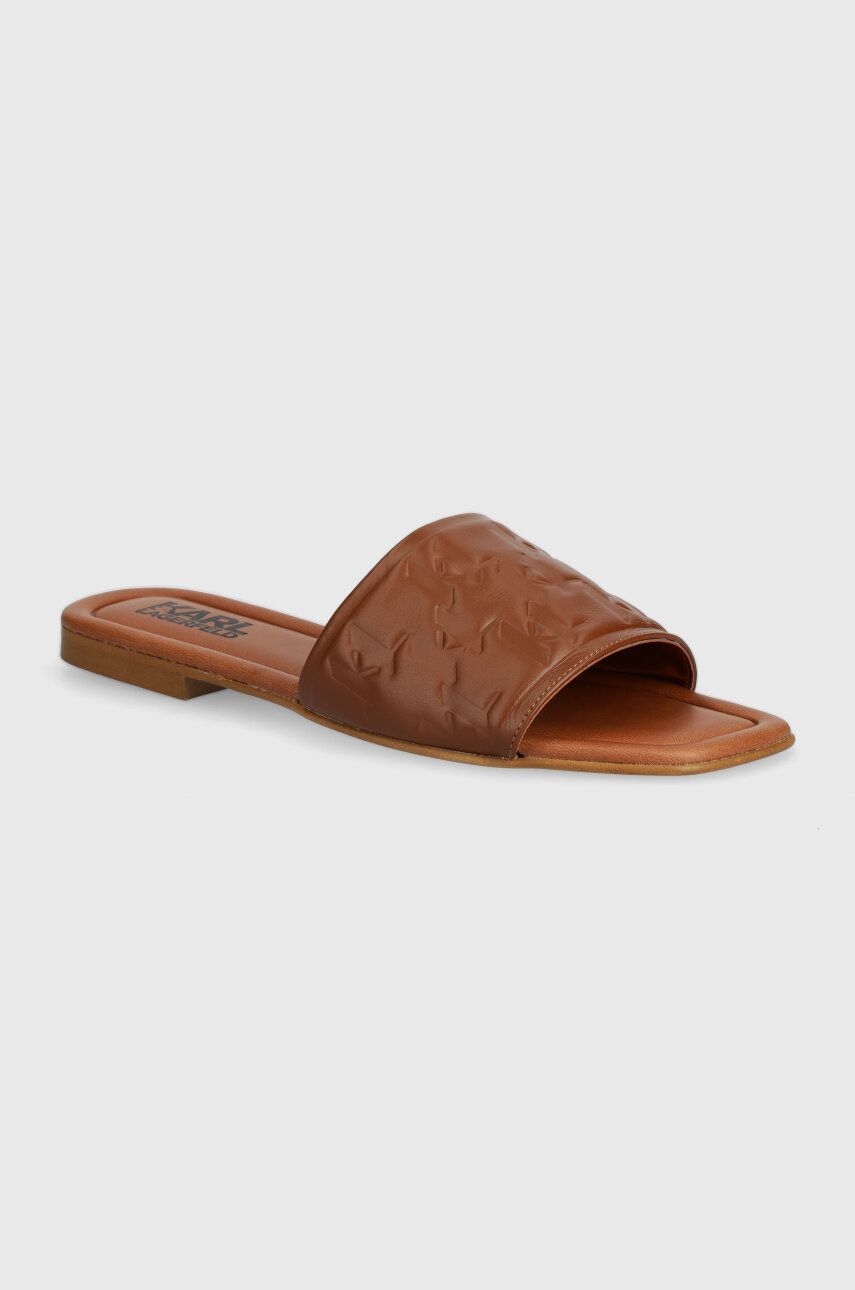 Karl Lagerfeld papuci BRIO femei, culoarea maro, KL85400