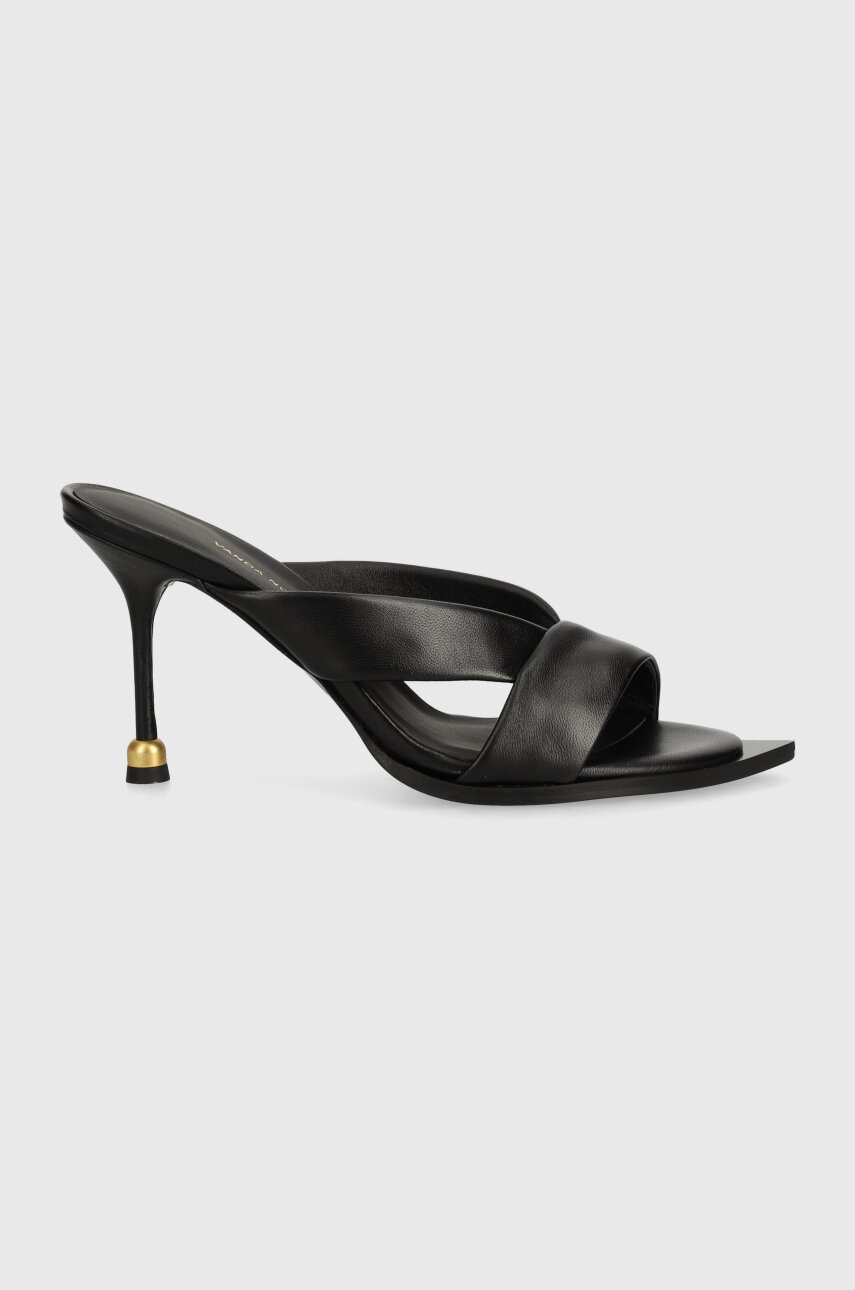 Vanda Novak slapi de piele Mila femei, culoarea negru, cu toc cui Vanda Novak slapi de piele Mila femei, culoarea negru, cu toc cui