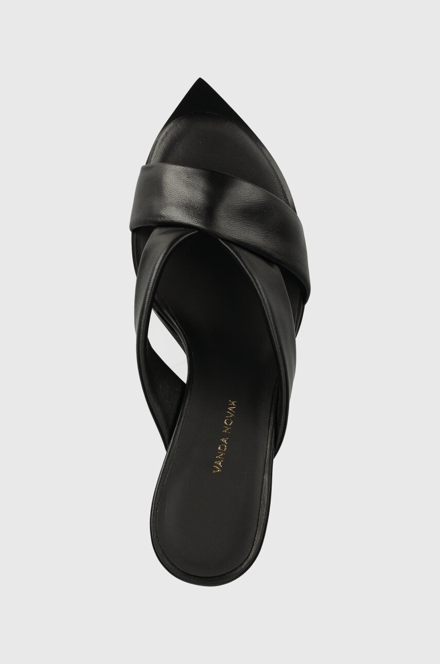 Δερμάτινες παντόφλες Vanda Novak Mila γυναικείες, χρώμα: μαύρο φωτογραφία