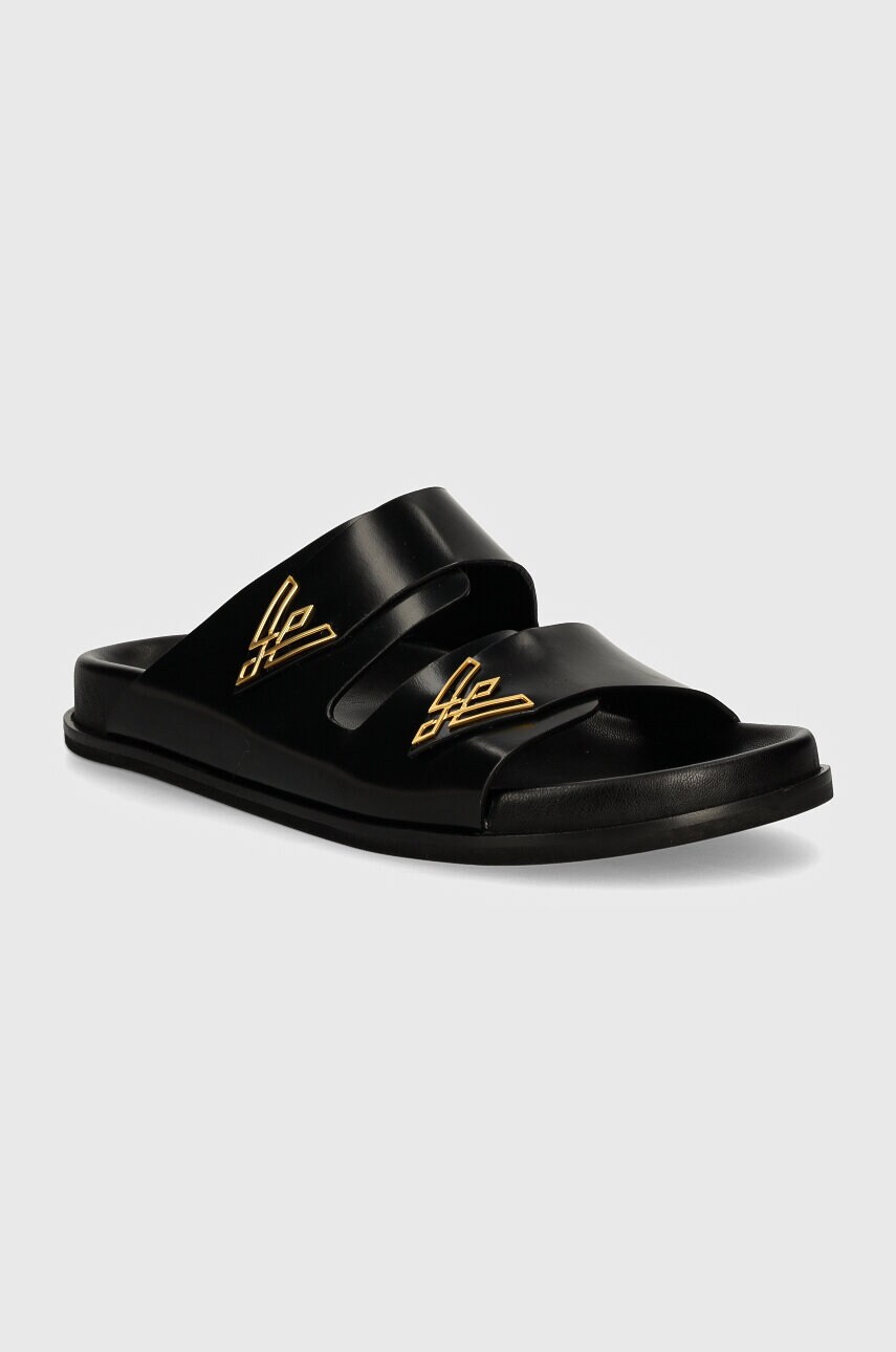 Vanda Novak slapi de piele femei, culoarea negru, Sandy Cristal Black