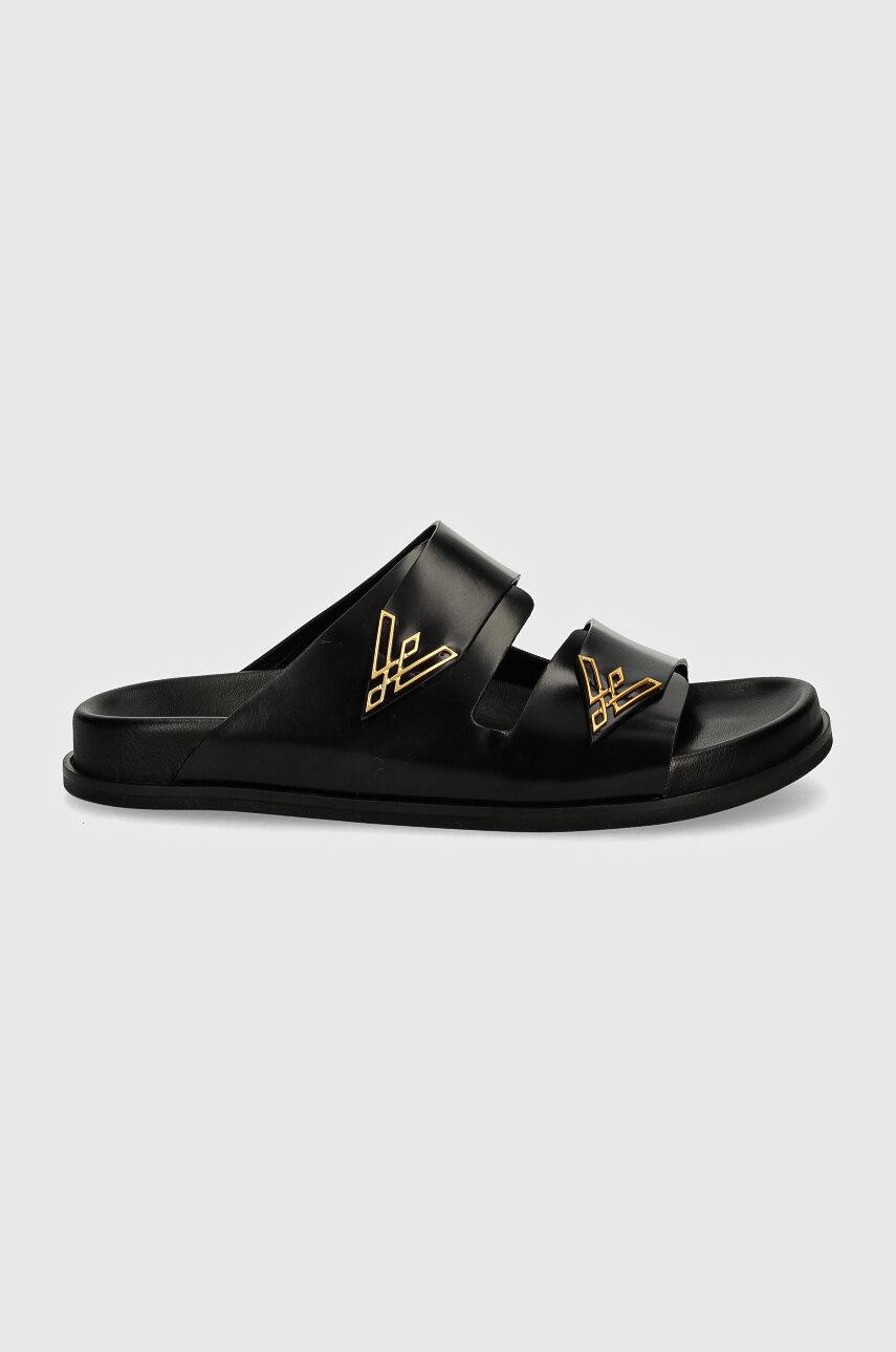 Vanda Novak slapi de piele femei, culoarea negru, Sandy Cristal Black