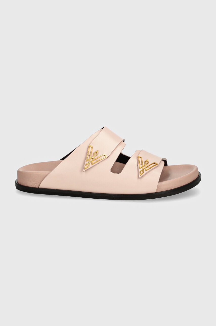 Vanda Novak slapi de piele femei, culoarea roz, Sandy Cristal Pink