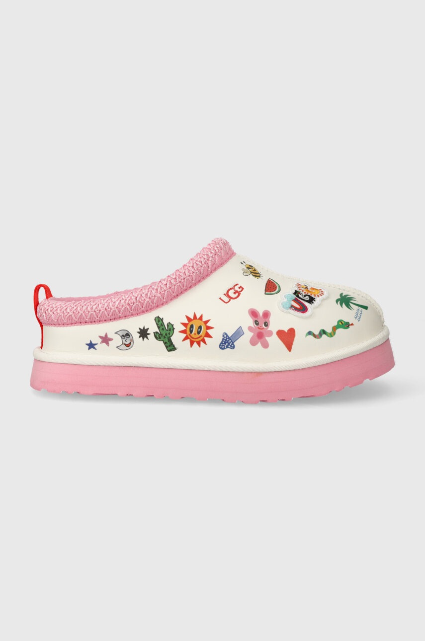Детские кожаные тапочки UGG TAZZ POP SKETCH цвет розовый