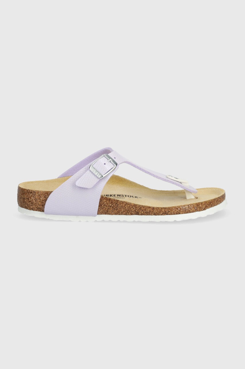 Детские вьетнамки Birkenstock Gizeh K BF Shiny Lizard цвет фиолетовый