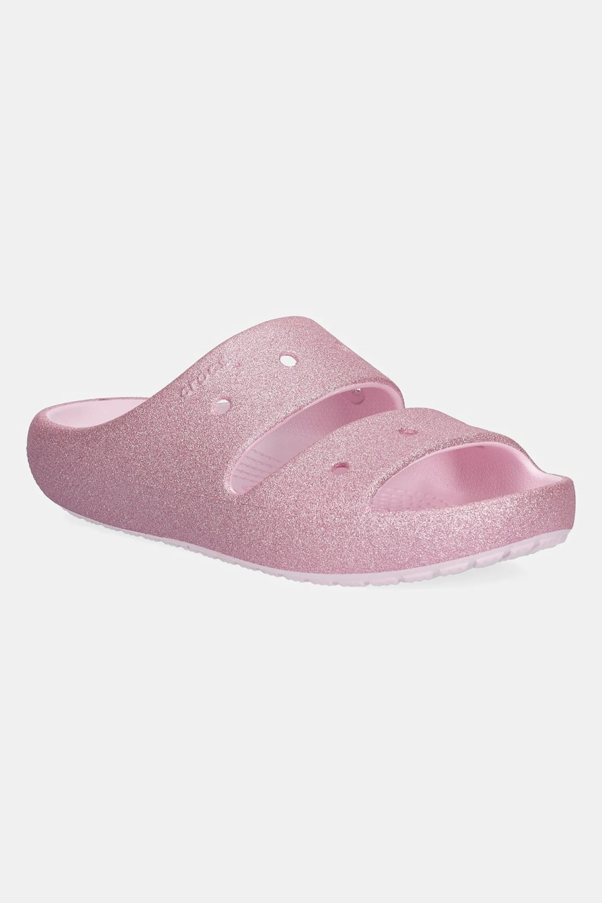 Crocs slapi copii CLASSIC GLITTER SANDAL V culoarea roz Crocs slapi copii CLASSIC GLITTER SANDAL V culoarea roz