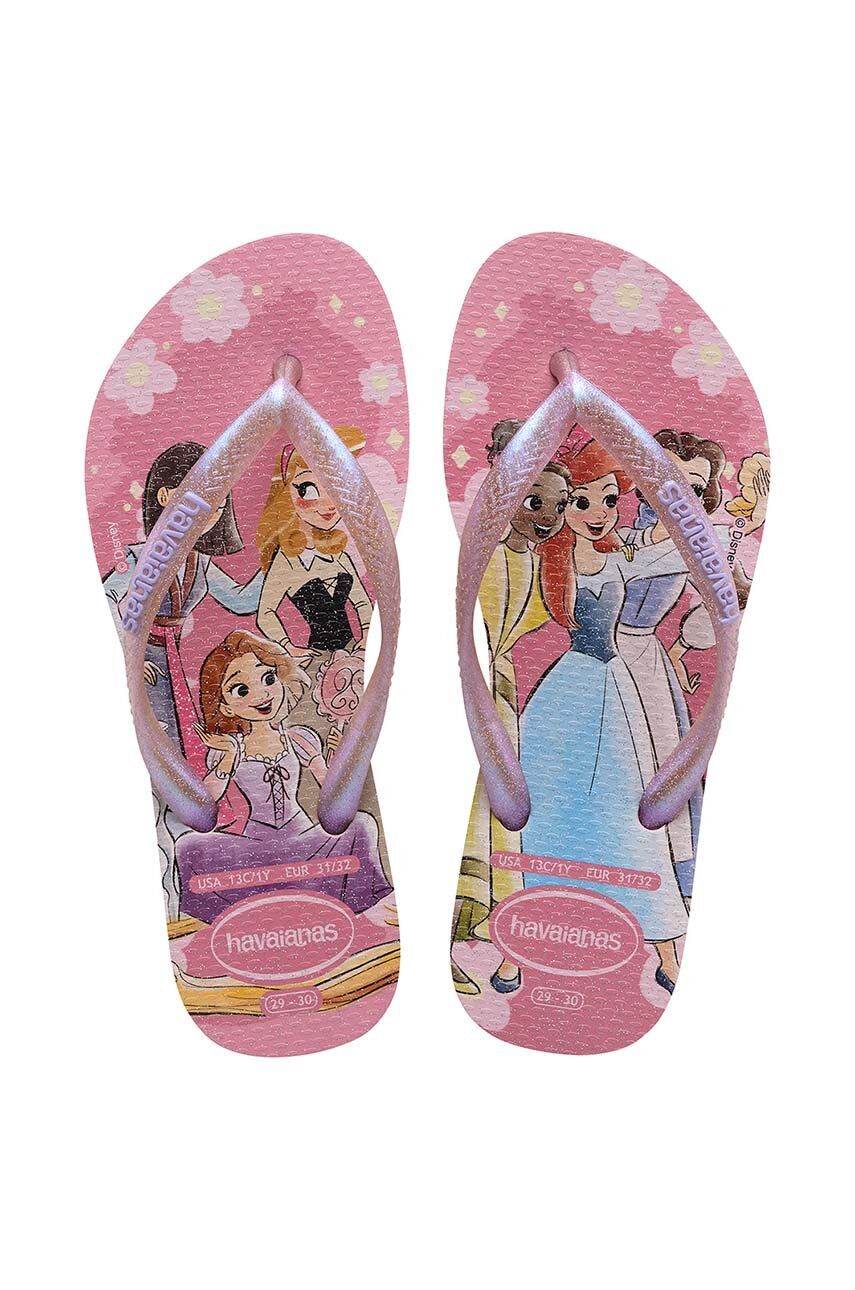 Havaianas slapi copii KIDS SLIM PRINCESS culoarea roz - Shop